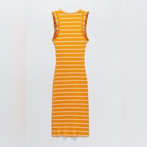 Zara Striped Ribbed Ruffle Dress size L